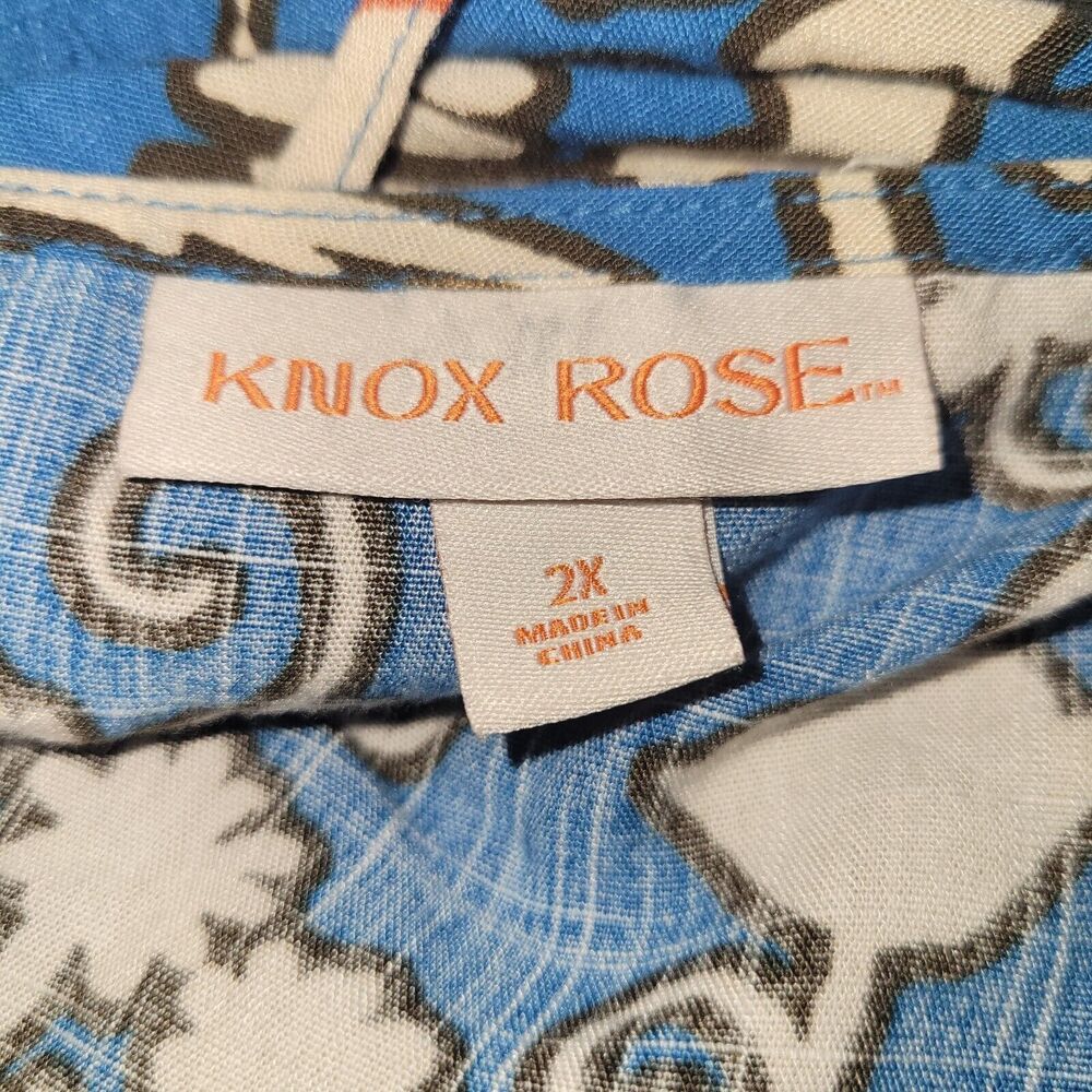 KNOX ROSE Blue Floral Wrap Maxi Dress Size 2X Tiered Ruffle Skirt Layers V Neck - Picture 9 of 10